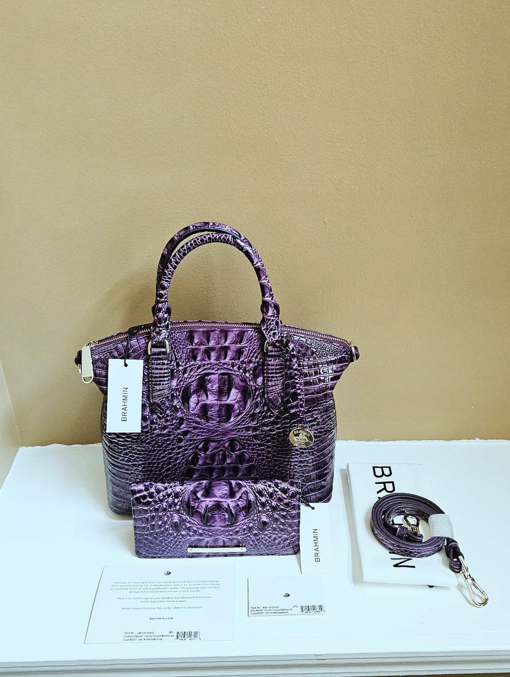 NWT Brahmin HEROIC PURPLE Medium Duxbury w/ Ady Wallet